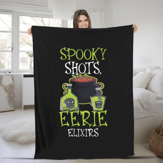 Spooky Shots Eerie Elixirs Bartender Halloween Fleece Blankets