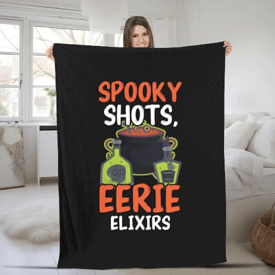Spooky Shots Eerie Elixirs Bartender Halloween Fleece Blankets