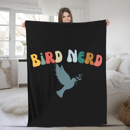 Bird Nerd , Bird Lover Fleece Blankets