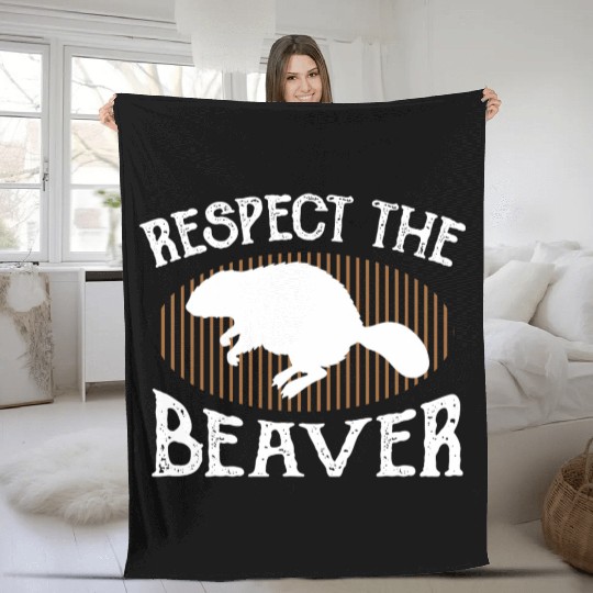 Respect The Beaver retro Beaver Lover groundhog Fleece Blankets