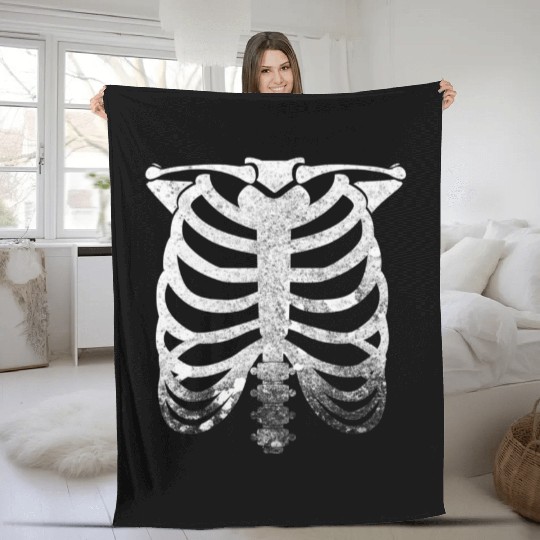 Halloween Skeleton Rib Cage Fleece Blankets
