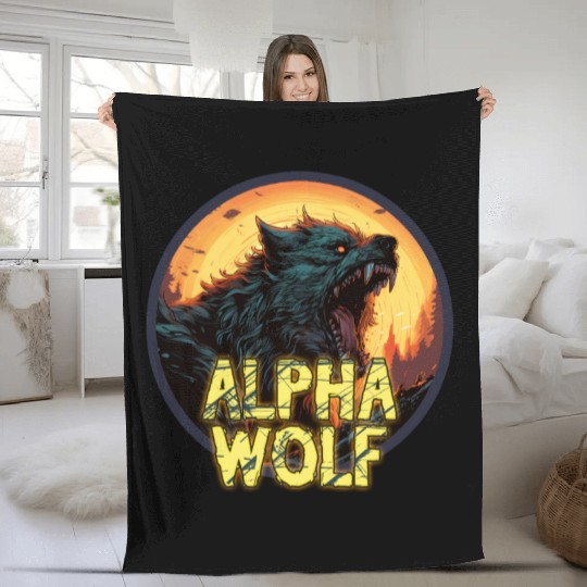 Alpha Wolf Fleece Blankets