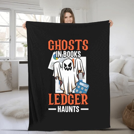 Ghosts in Books Ledger Haunts Accountant Halloween Fleece Blankets