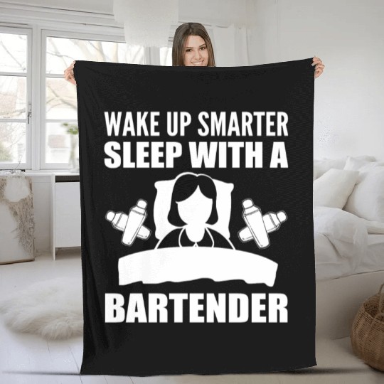 Sleep with Bartender Funny Bartender Gift Fleece Blankets