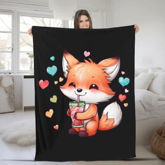 Fox cub Fleece Blankets
