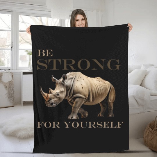 rhinoceros side view Fleece Blankets