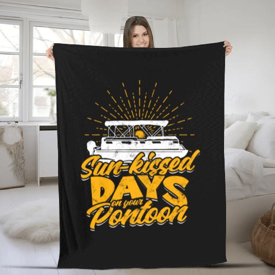 Sun-kissed days on your pontoon - Pontoon Fleece Blankets
