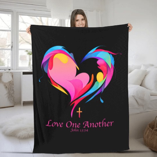 Love One Another Bible Verse John 13:34 Fleece Blankets