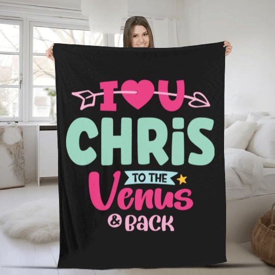 I Love You Chris Valentines Fleece Blankets