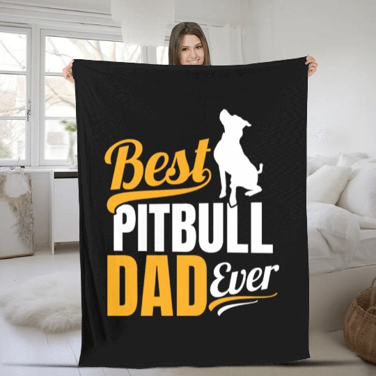 Mens Best Pitbull Dad Ever Fleece Blankets