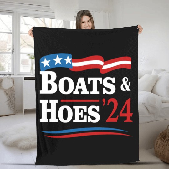 Boats & Hoes 24 Vintage Retro Meme Step Brother Fleece Blankets