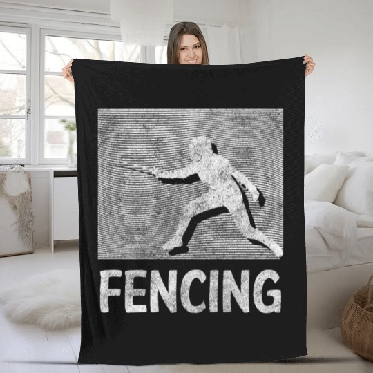 Fencing Sport Training En Garde Fleece Blankets