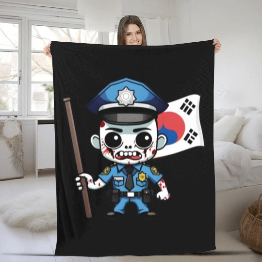 Police Korean Zombie Fleece Blankets