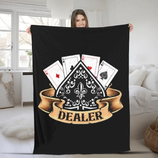 Classic Blackjack Dealer Gambling Card Game Casino Fleece Blankets