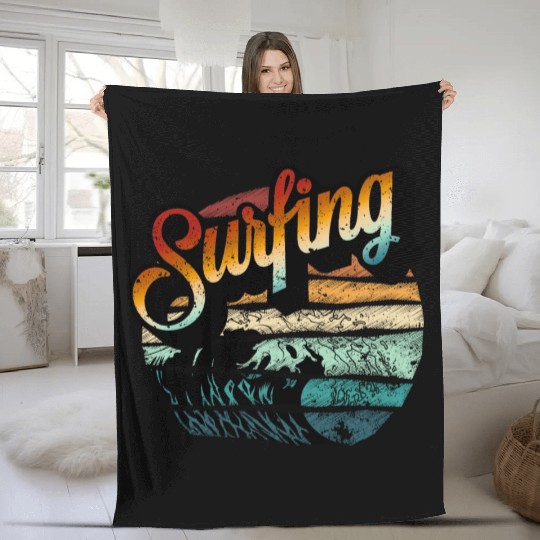 Summer Surfing Fleece Blankets