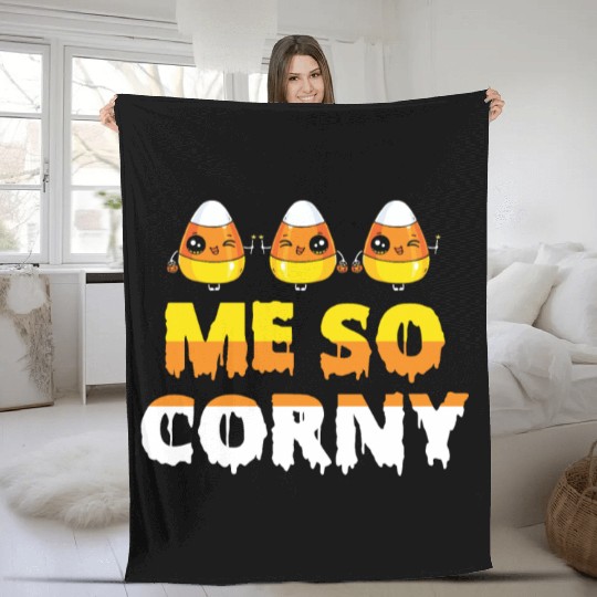 Me So Corny Candy Corn Funny Halloween Fleece Blankets
