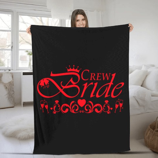 Crew Bride Bachelorette Party Red Fleece Blankets