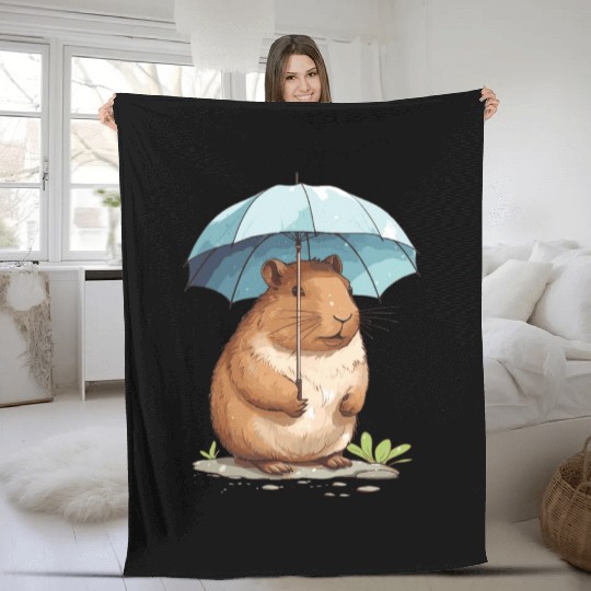 Capybara In Nature Fleece Blankets