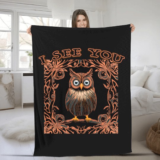 I see you owl Fleece Blankets