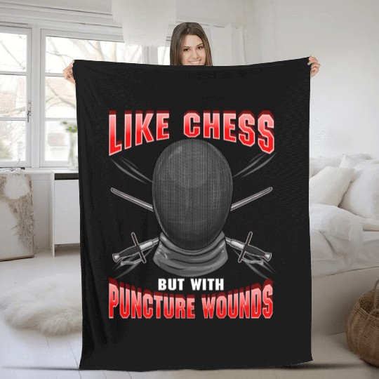 Fencing Like Chess But With Puncture Wounds Athlet Fleece Blankets