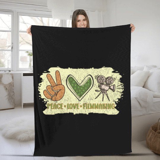 Peace Love Filmmaking Fleece Blankets