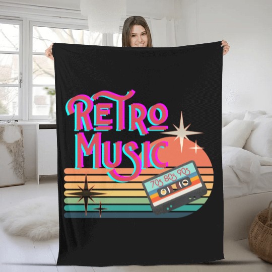 Retro music 70s 80s 90s Fleece Blankets
