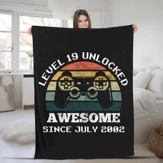 Level 19 Awesome Since July 2002 19th Fleece Blankets