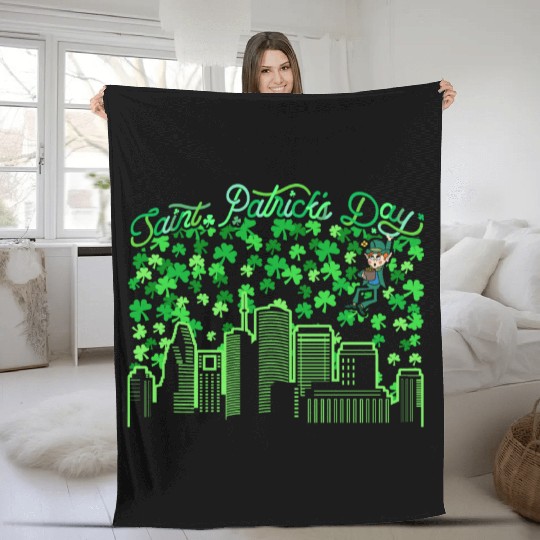 Saint Patrick's Day Houston Texas Fleece Blankets