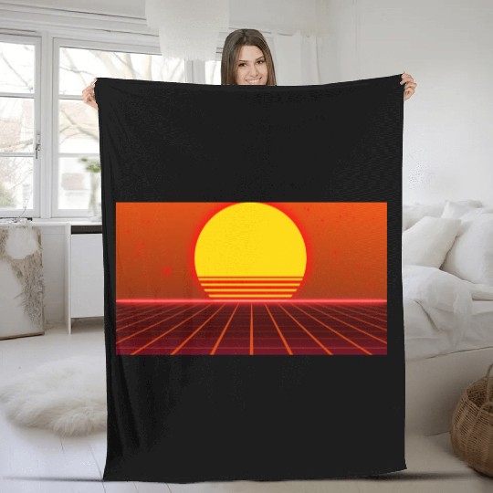 Sci-fi Retro style 80s 90s Futuristic Fleece Blankets