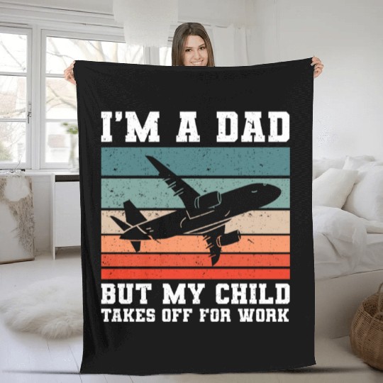 Flight Attendant Dad Airplane Flight Attendant Fleece Blankets