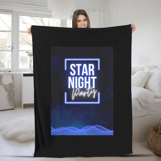 Black Purple Neon Night Club Party Poster Fleece Blankets
