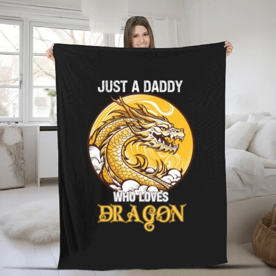 Just A Daddy Who Loves Dragon Fleece Blankets