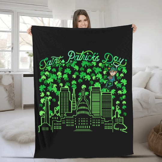 Saint Patrick's Day Washington DC Fleece Blankets