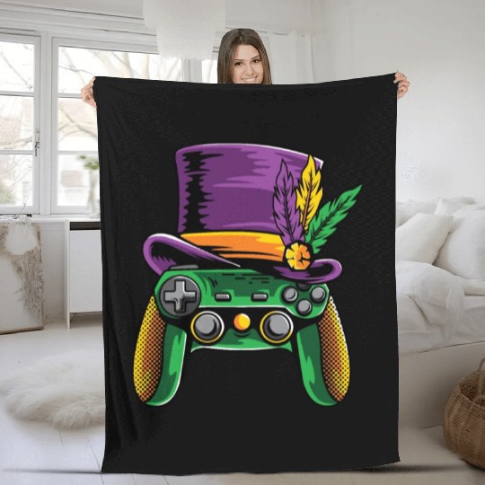 Video Games Controller Mardi Gras Fleece Blankets