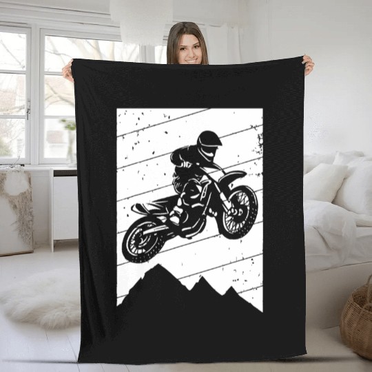 Motocross Bike Vintage Dirtbike Gift Racing Retro Fleece Blankets