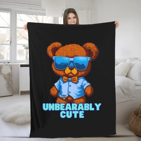 Unbearably Cute Teddy bear - by Brush Boulevard Fleece Blankets