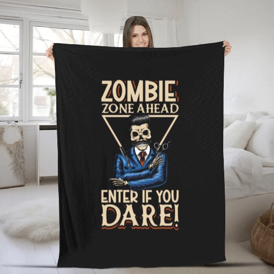 Horror Barber Spooky Hairdresser Hairstylist Hair Fleece Blankets