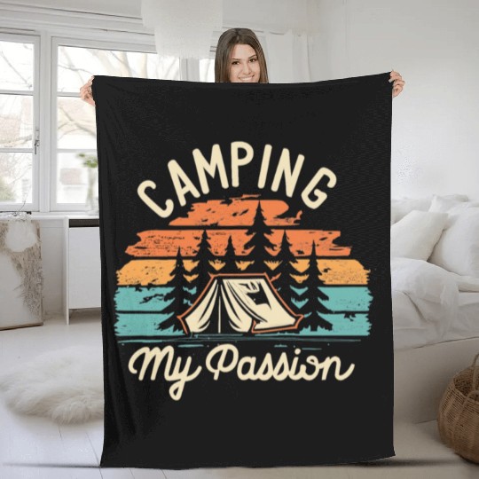 Camping - My Passion | Outdoor Nature Adventures Fleece Blankets