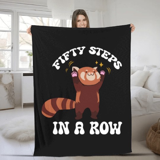 Fifty Steps In a Row Funny Walk Routine Red Panda Fleece Blankets