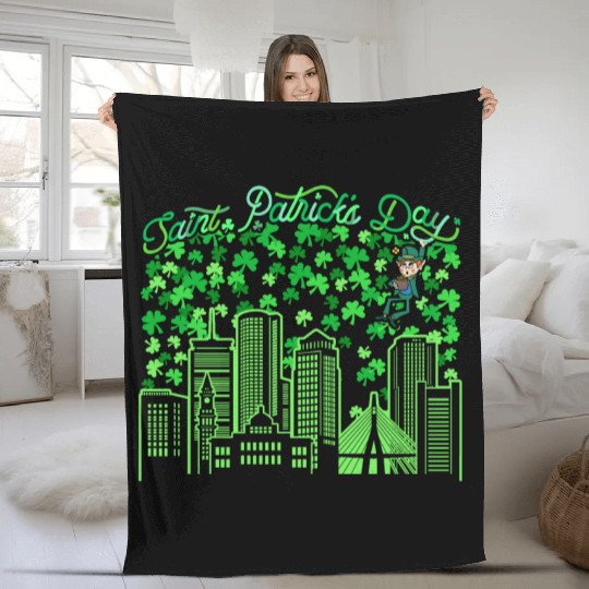 Saint Patrick's Day Boston Massachusetts Fleece Blankets