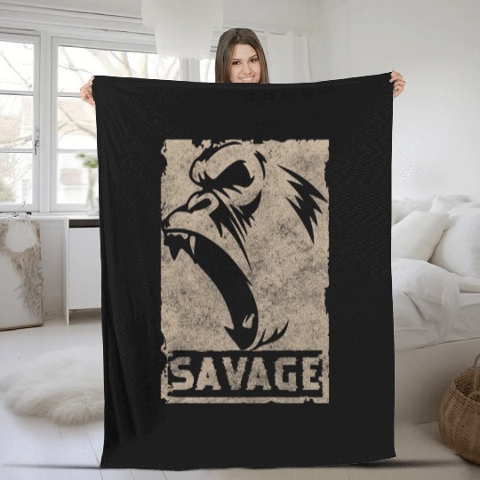 Gorilla Silverback Primate Fleece Blankets