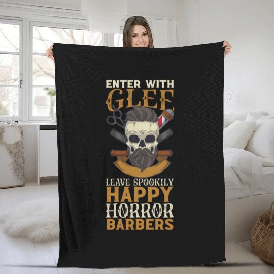 Horror Barber Spooky Hairdresser Hairstylist Hair Fleece Blankets