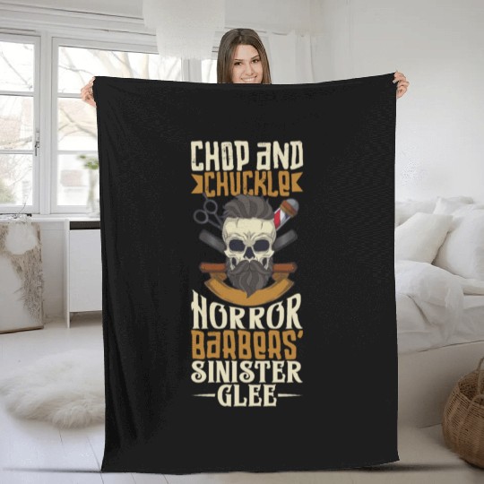Horror Barber Spooky Hairdresser Hairstylist Hair Fleece Blankets