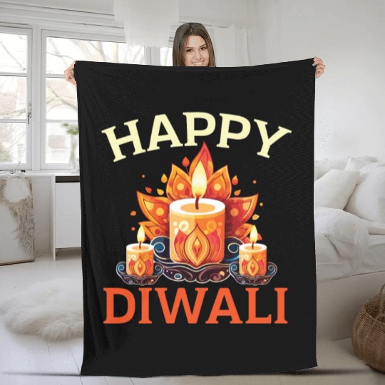 Happy Diwali Diwali Festival Indian Hindu Hinduism Fleece Blankets