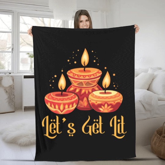 Happy Diwali Diwali Festival Indian Hindu Hinduism Fleece Blankets
