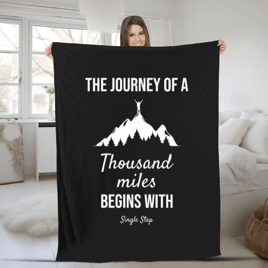 Hiking: A thousand miles, one step Fleece Blankets