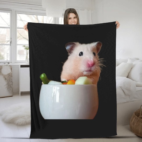 Golden syrian hamster eating healthy Fleece Blankets