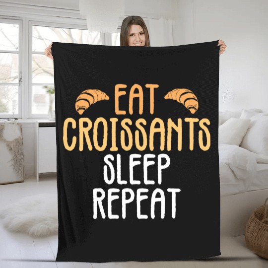 Croissant Love Joke Bakery Bread Pastry Patisserie Fleece Blankets