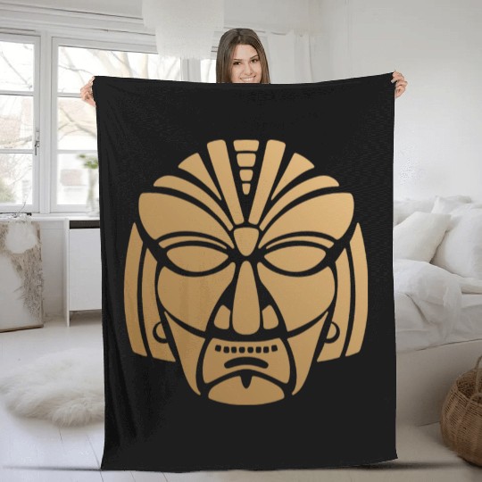 Aztec & Mayan: Sleek Mask Business Logo Fleece Blankets