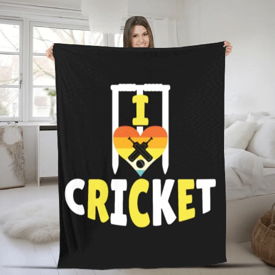 I Love Cricket Fleece Blankets